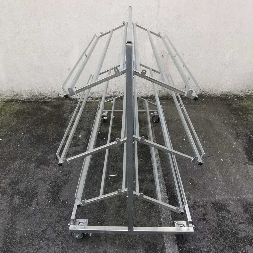 Porte cagettes 3 étages à roulettes double - Etalage | Matériel Forain