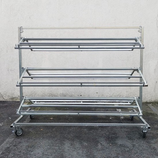 Porte cagettes 3 étages à roulettes double - Etalage | Matériel Forain