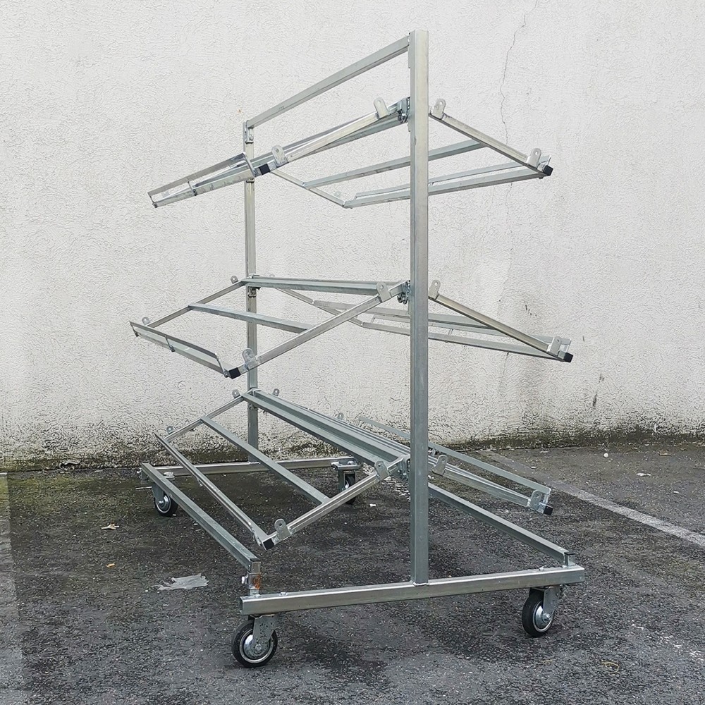 Porte cagettes 3 étages à roulettes double - Etalage | Matériel Forain